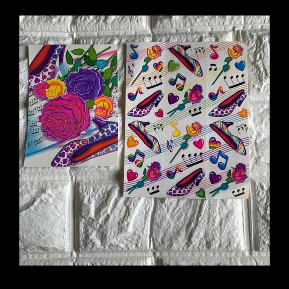 Vintage Lisa Frank Card and Sticker sheet S250 Roses High heels and sheets - Picture 4 of 4